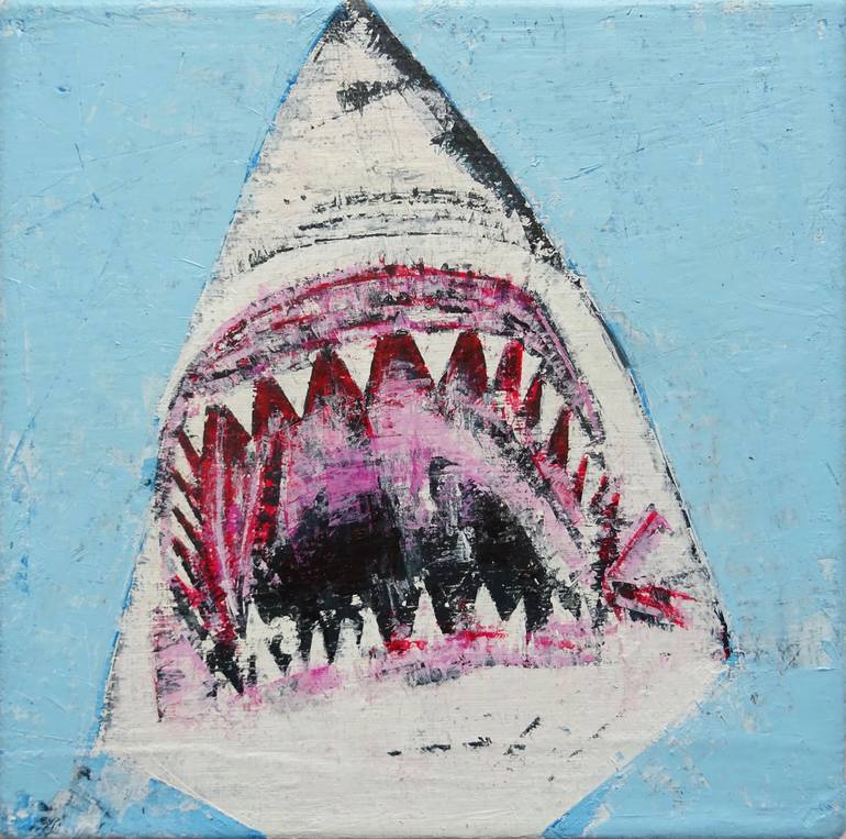 Great White Shark Attack Painting by Andy Shaw | Saatchi Art