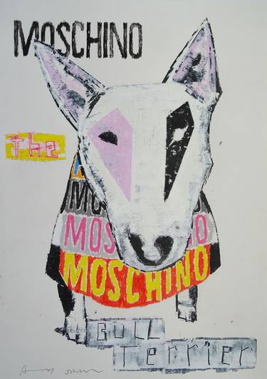 Moschino the Bull Terrier in Moschino thumb