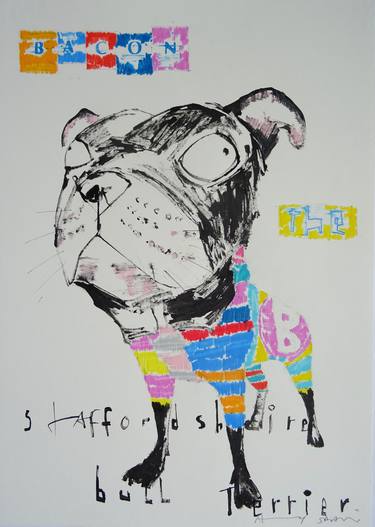 Saatchi Art Artist Andy Shaw; Drawing, “Bacon the Staffordshire Bull Terrier Dog” #art