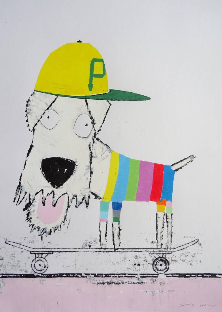 Pittsburgh Pirates Irish Terrier Skateboard Dog Painting by Andy
