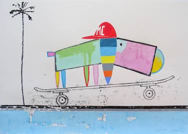 Saatchi Art Artist Andy Shaw; Painting, “MC Skateboard Wheelie Dog” #art