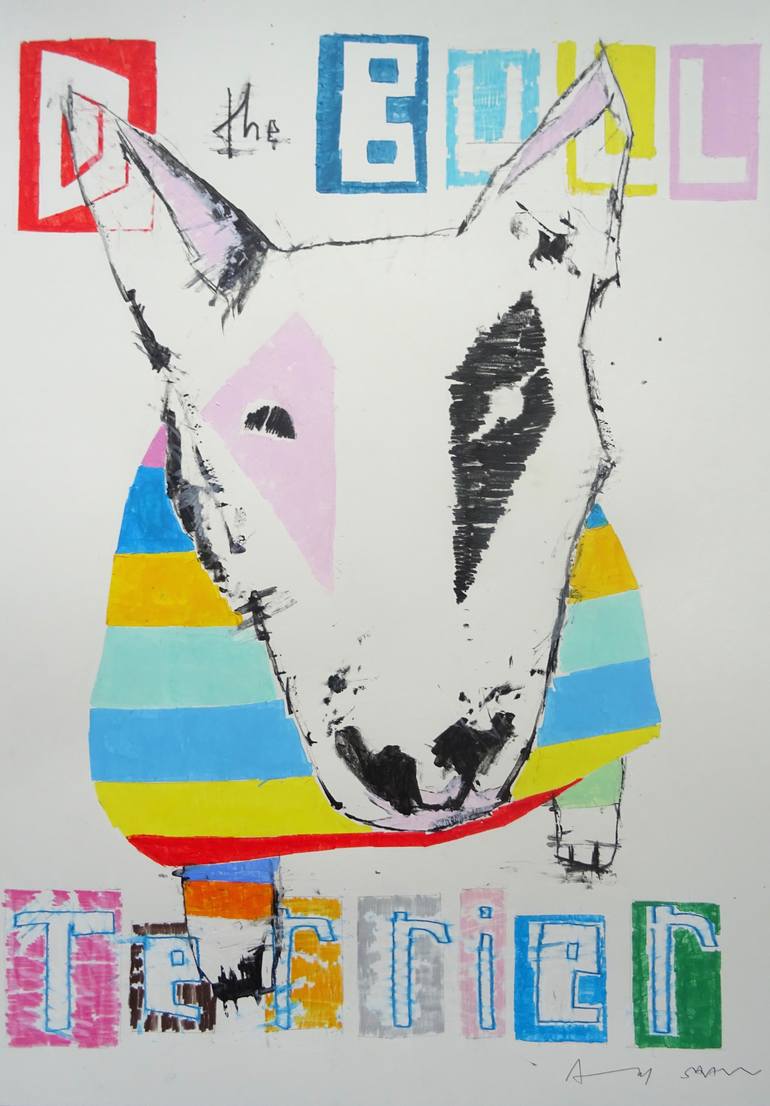 Bull Terrier Bully Abstract Mixed Media Art Print