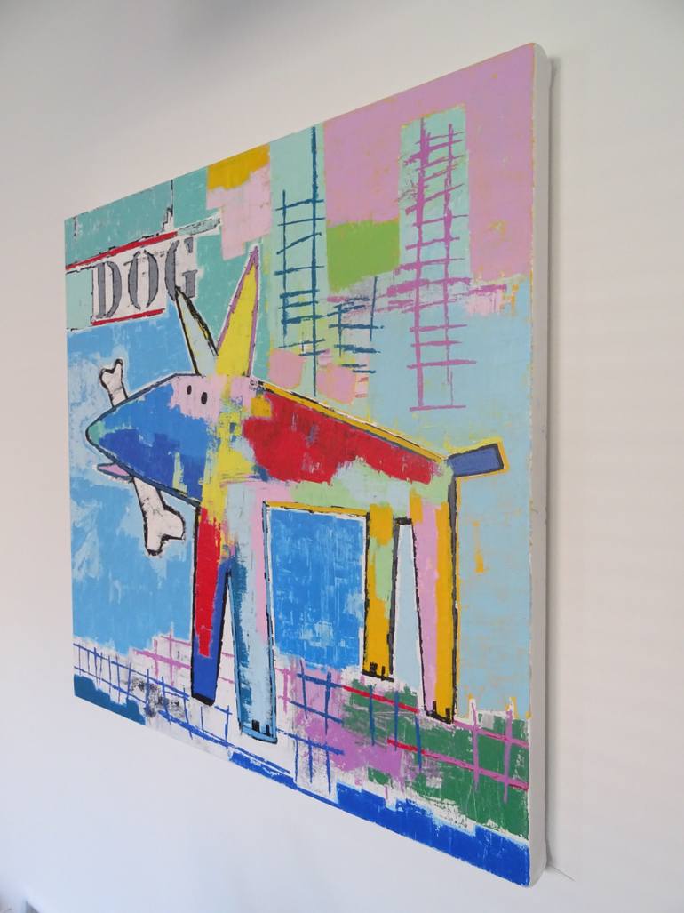 Original Abstract Dogs Painting by Andy Shaw