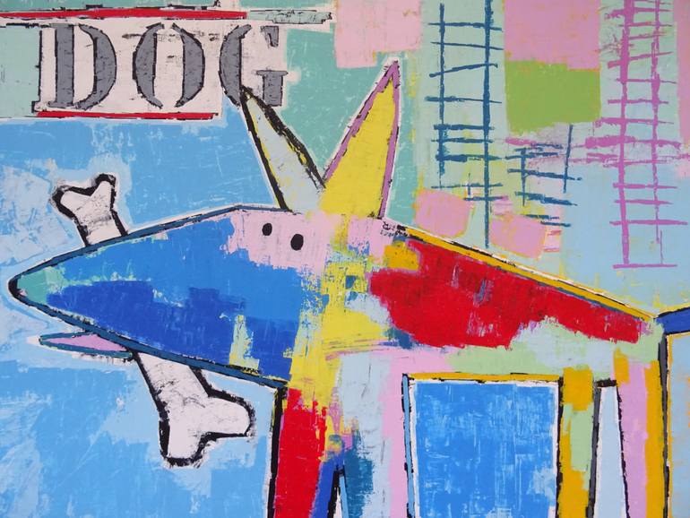Original Abstract Dogs Painting by Andy Shaw