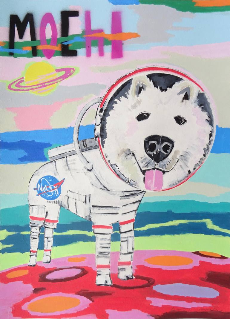 Print of Abstract Dogs Painting by Andy Shaw