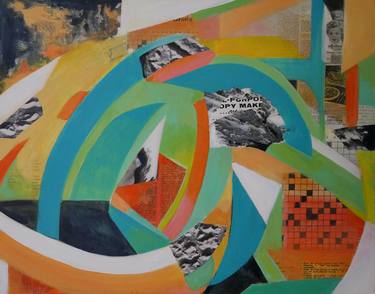 Original Art Deco Abstract Collage by Linda Luttinger