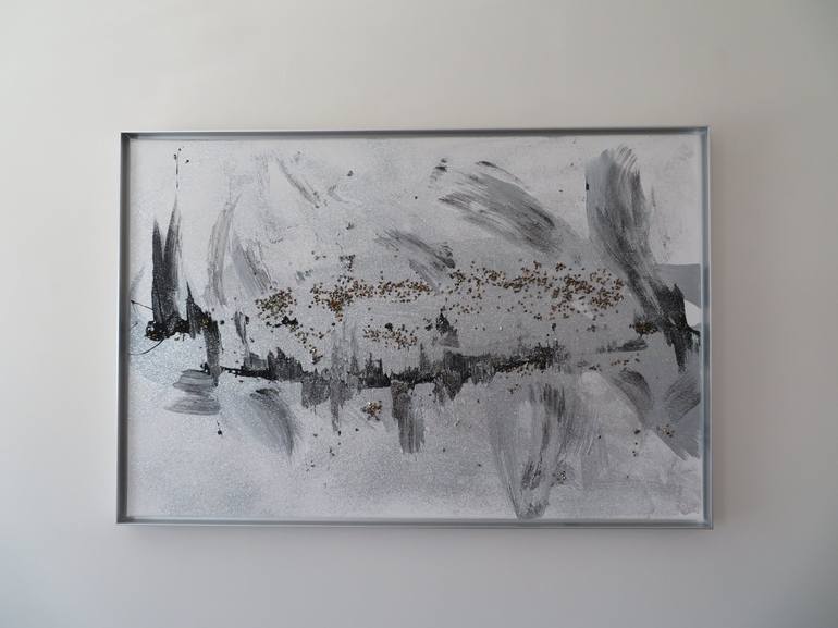 Original Black & White Abstract Painting by Roya Gharavi