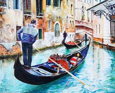 Gondolas on the Grand Canal in Venice, Italy thumb