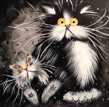 Print of Folk Cats Paintings by tamar tukhashvili