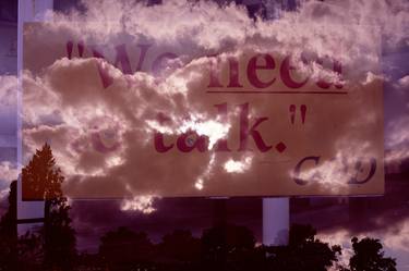 "We Need To Talk -- God", Analogue Double Exposure Photograph mounted on Oak Framed Lightbox- Limited Edition 1 of 3 thumb