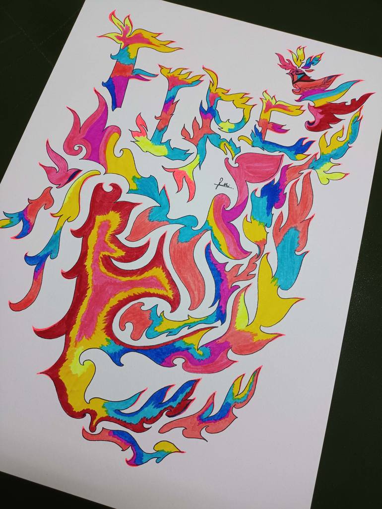 Original Fractal Nature Drawing by Meenu Chan