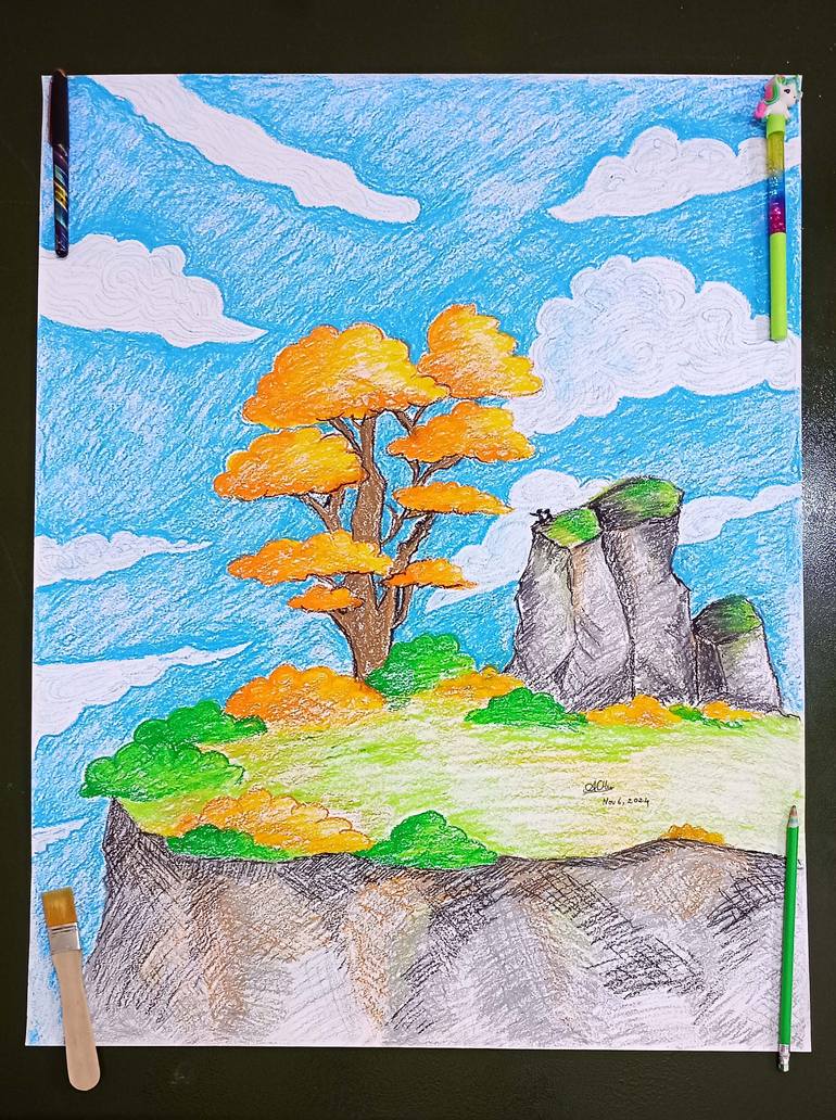 Original Conceptual Nature Drawing by Meenu Chan