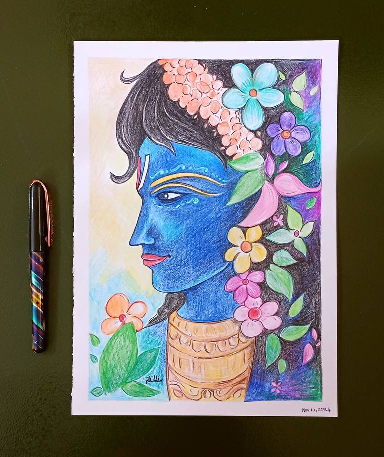 Original Figurative Religion Drawing by Meenu Chan