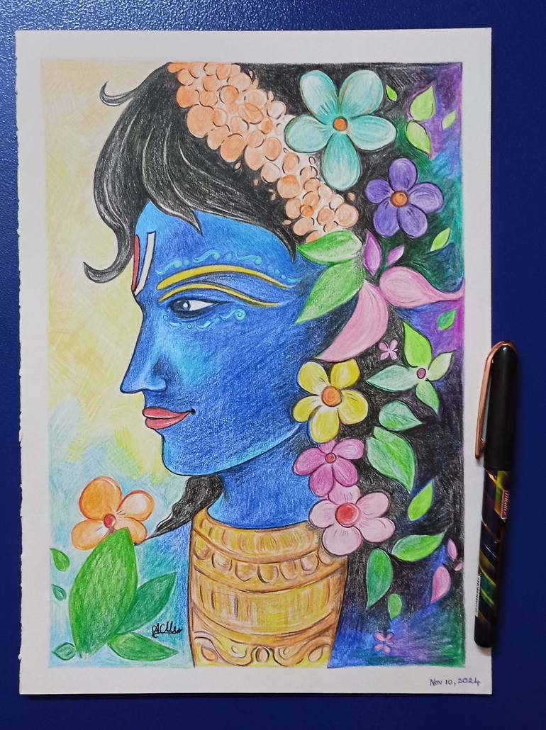 Original Figurative Religion Drawing by Meenu Chan