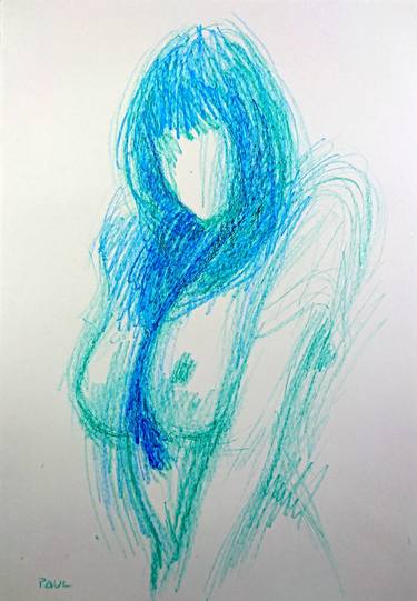 Original Women Drawing by Paul Pantazescu