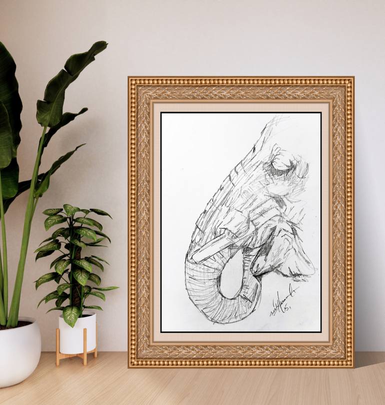 Original Art Deco Animal Drawing by Nishasunanda Art