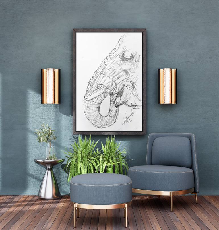 Original Art Deco Animal Drawing by Nishasunanda Art