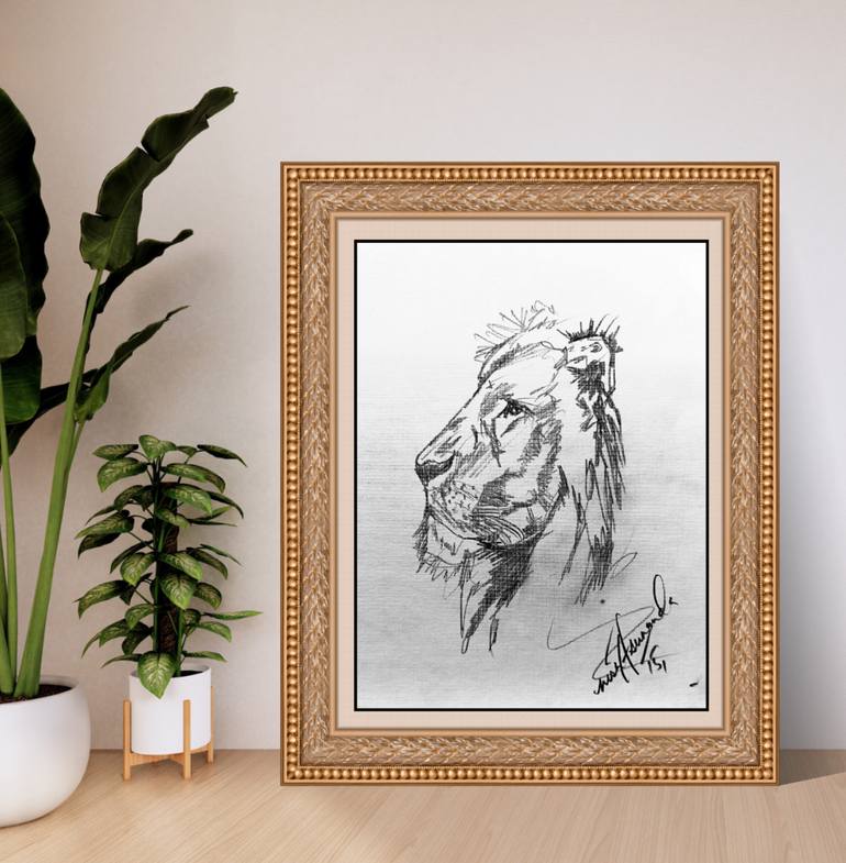 Original Art Deco Animal Drawing by Nishasunanda Art