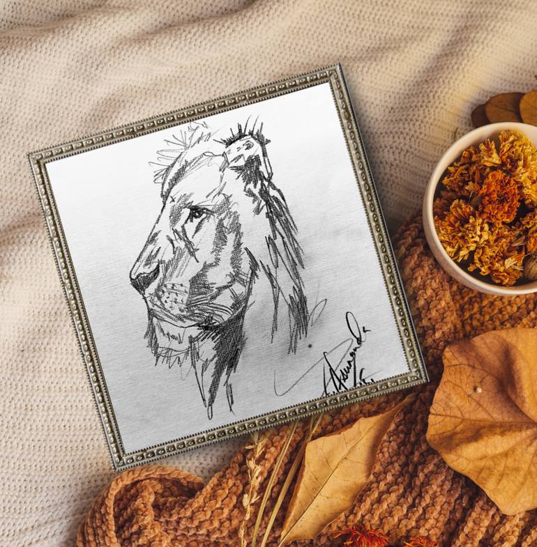 Original Art Deco Animal Drawing by Nishasunanda Art