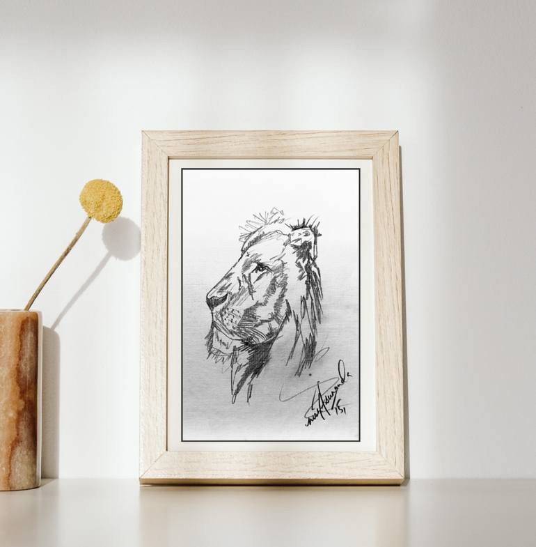 Original Art Deco Animal Drawing by Nishasunanda Art