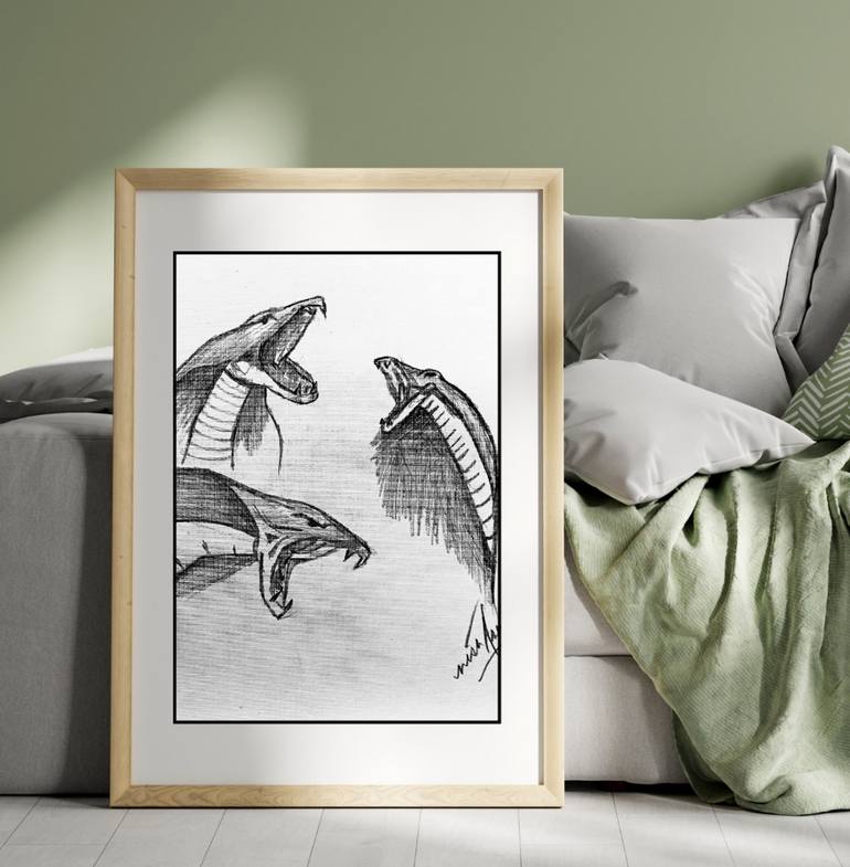 Original Animal Drawing by Nishasunanda Art | Abstract Art on Paper | "Guardian of the Garden"