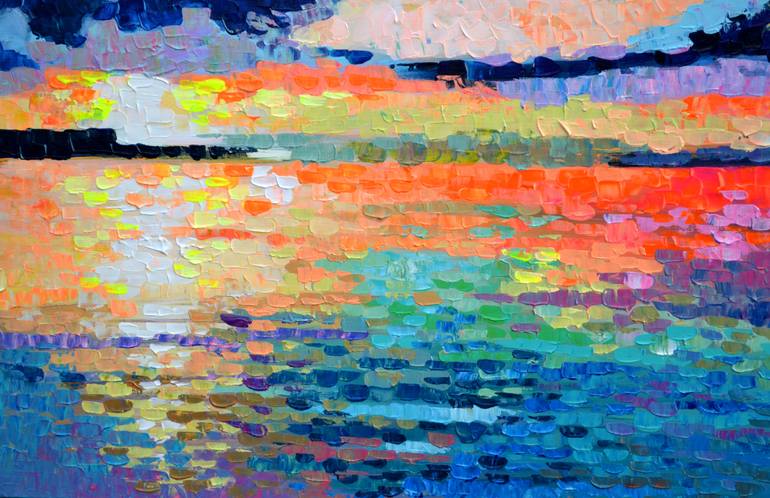 Original Impressionism Seascape Painting by Soos Tiberiu