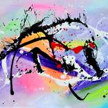 Elements - Large Colorful Abstract Painting by SOOS TIBERIU