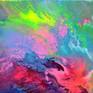 The technique I use is: fused fluid acrylics on stretched heavy canvas on resistant wooden reinforced chassis and professional acrylic pigments. At the end I covered with a glossy coat of varnish, to protect it against UV and dust.
I used many neon nuances, nuances that could not be caught by the camera.