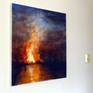 One of a series of three paintings Inspired by a combination of a Fire Stack and a visit to see Joseph Wright of Derby's oil paintings.
Painted in glazed oils to create luminous layers of colour. Finished with a protective gloss. Canvas is ready to hang or it is possible to add a picture frame.