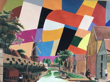 Original Surrealism Cities Paintings by Phil Tice