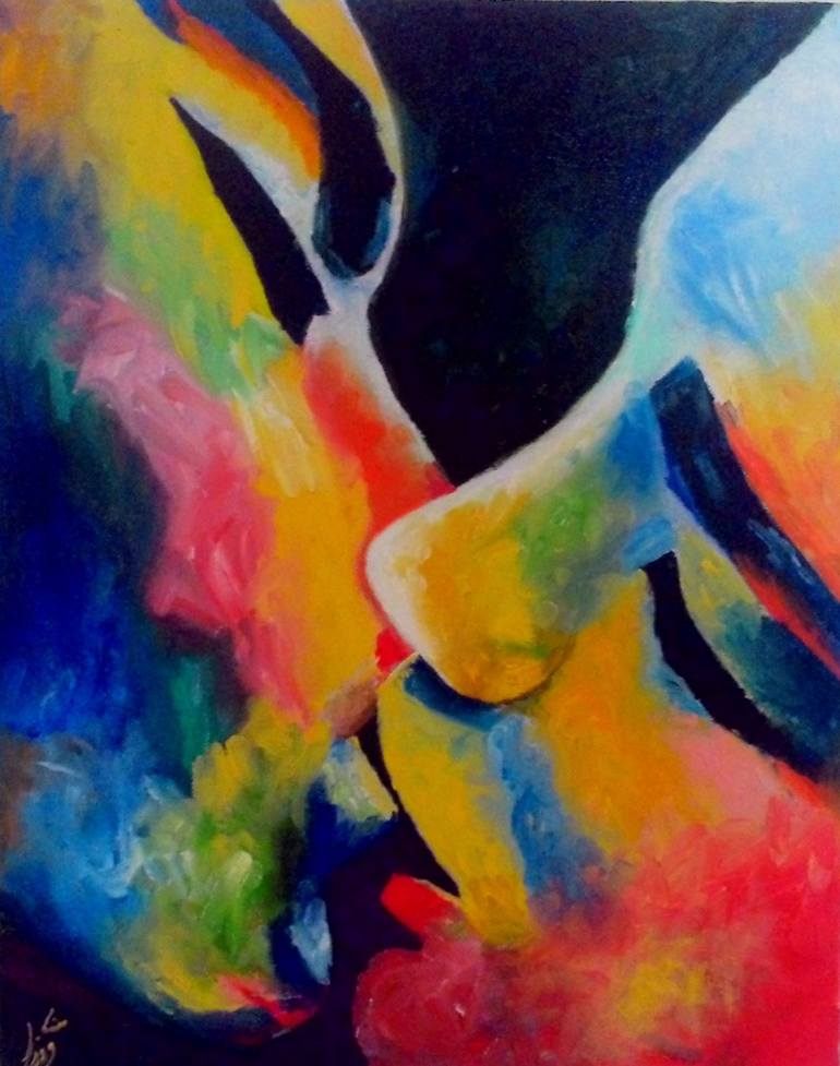 Lovers Make Love Painting By Mona Aslanzad Saatchi Art