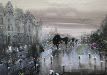 " Rain ",  2024 paper, watercolor.  70×100 cm. thumb