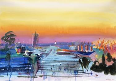 "Sea station",  2024 paper, watercolor.  70×100 cm. thumb