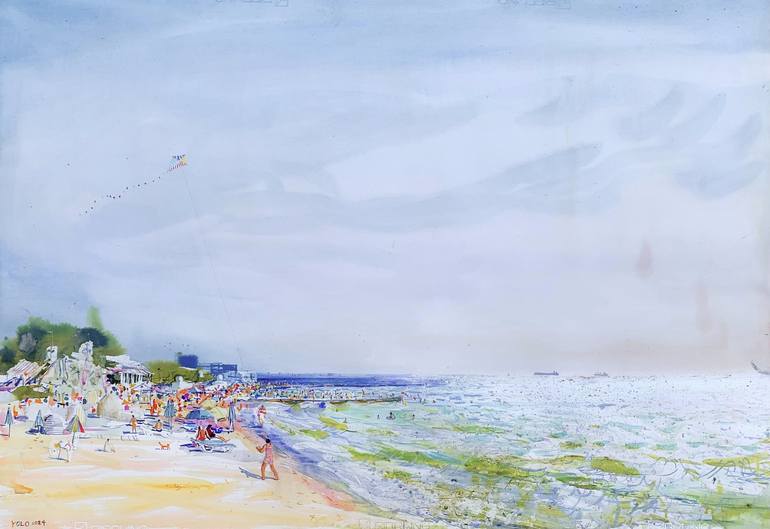 Original Impressionism Beach Painting by Prunk Fox