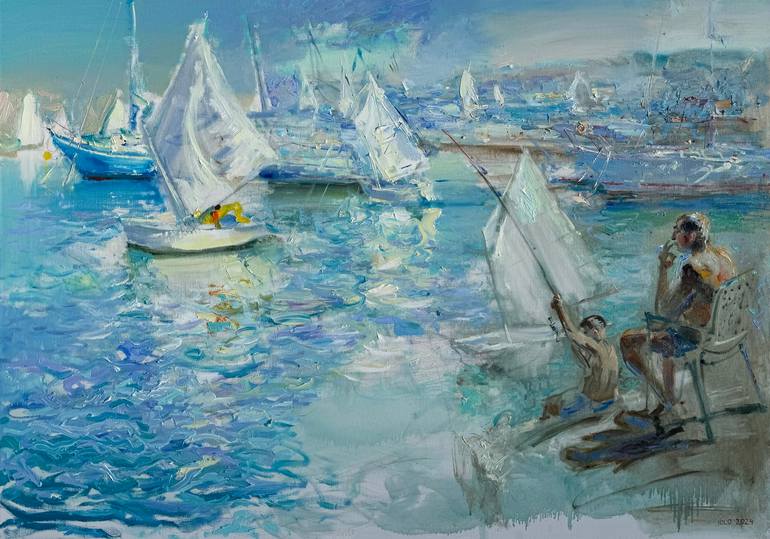 Original Seascape Painting by Prunk Fox | Impressionism Art on Canvas | "The old man and the sea"