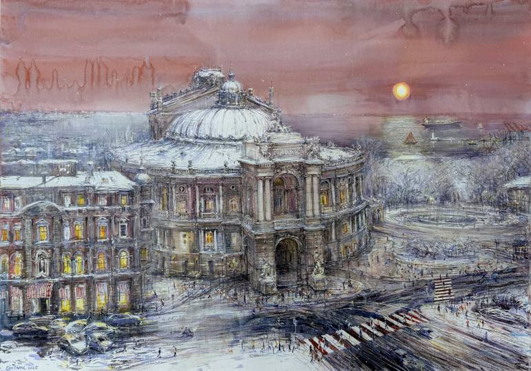 Original Impressionism Architecture Painting by Prunk Fox