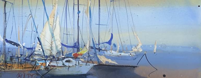 Original Abstract Yacht Painting by Prunk Fox