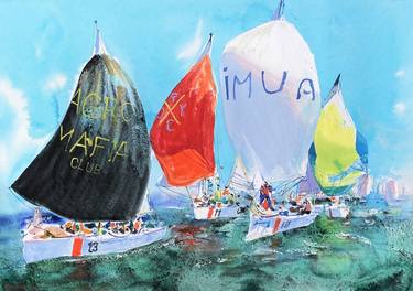 Original Impressionism Boat Paintings by Prunk Fox