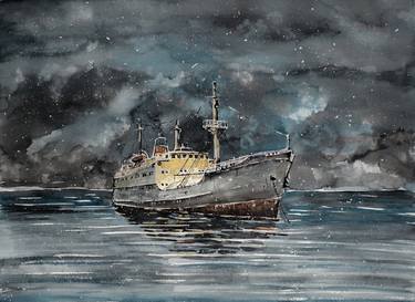Original Ship Painting by Antonio Tijardovic