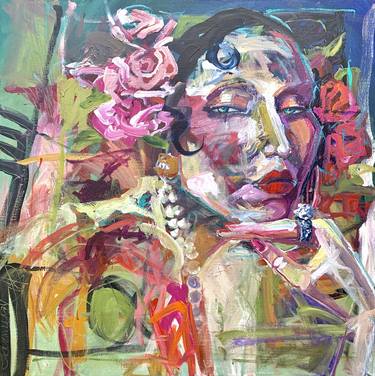 Original Abstract Expressionism Portrait Painting by Kathleen Carrillo
