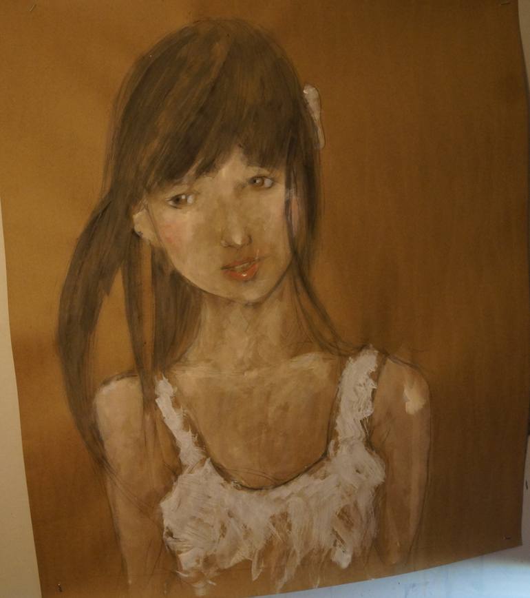 girl in white Painting by tony lin Saatchi Art