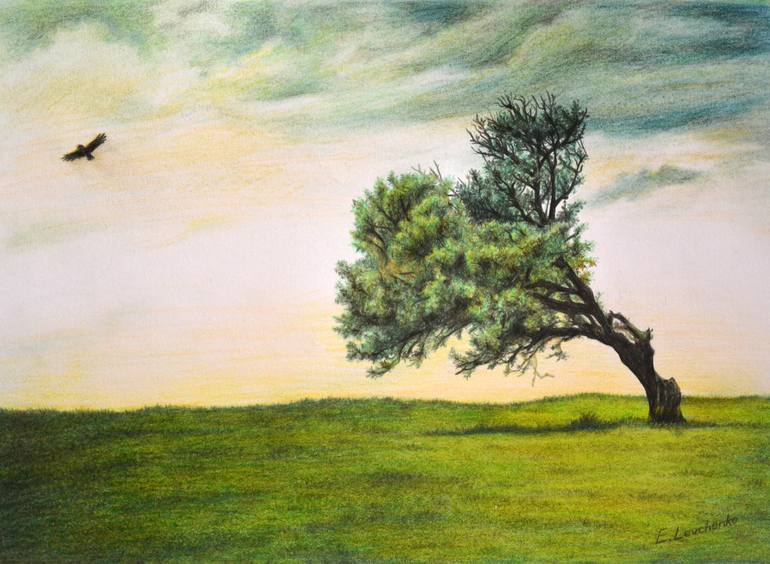 A lonely tree in the fields Art Print