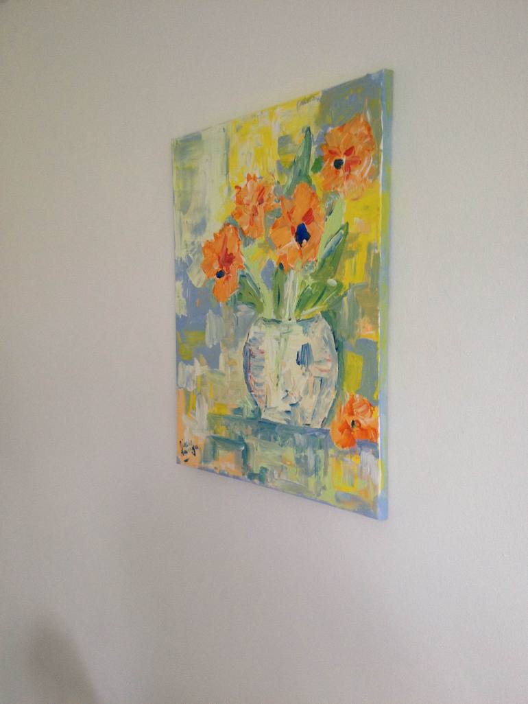 Original Abstract Floral Painting by Nineke Havinga