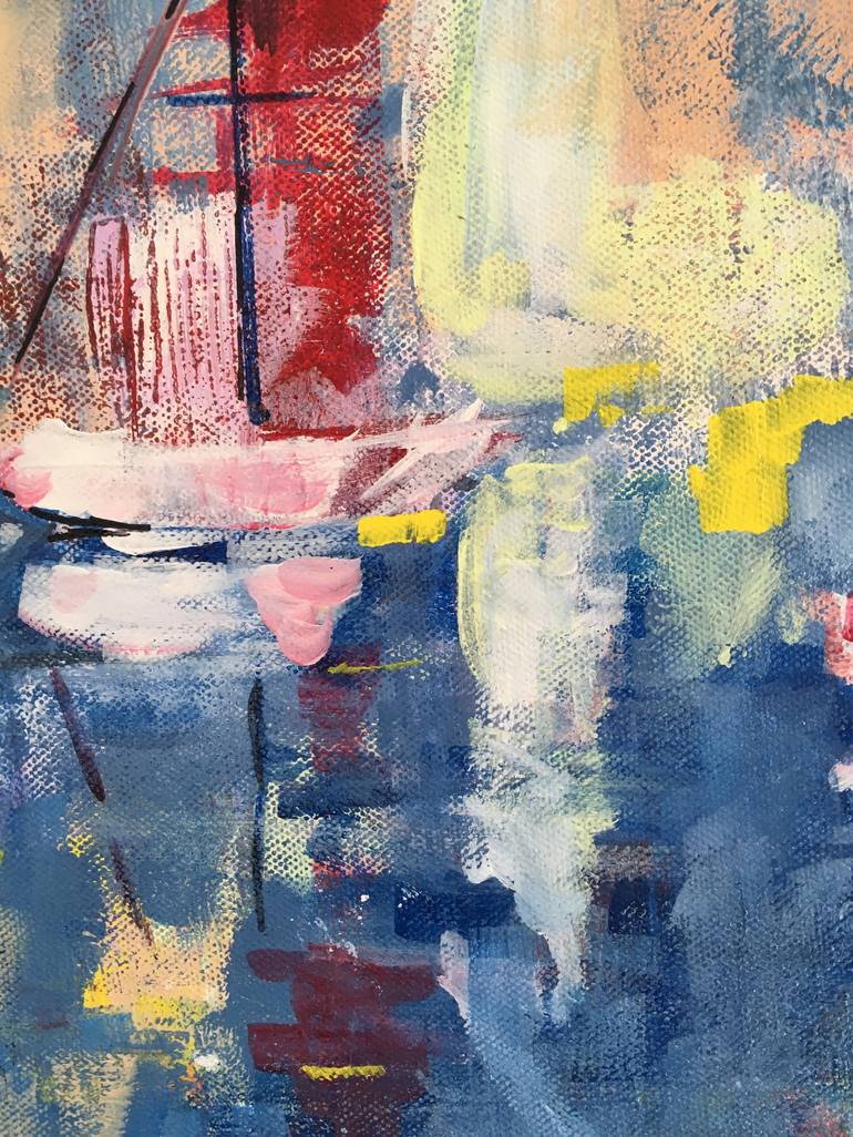 Original Abstract Sailboat Painting by Nineke Havinga