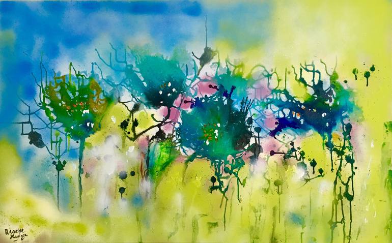 Original Abstract Expressionism Floral Painting by Nineke Havinga