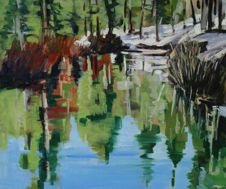 Original Landscape Painting by Joanne Evers | Abstract Art on Other | South Fork of the Yuba, Snow Melt 2