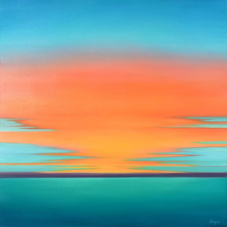 Ocean Sunset - Abstract Seascape Painting by Suzanne Vaughan | Saatchi Art