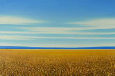 Golden Glow - Blue Sky Gold Field Landscape thumb