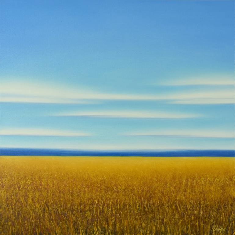 Summer Gold Field - Blue Sky Landscape Painting by Suzanne Vaughan ...