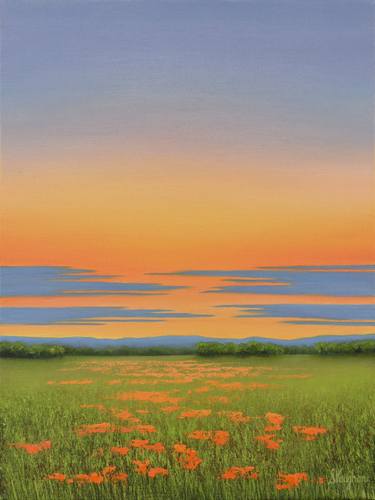 Twilight Sky - Flower Field Landscape thumb